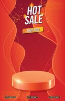 hot sale discount portait template banner with blank space 3d podium for social media post product sale with abstract gradient background design vector
