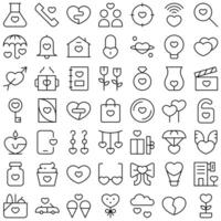 Love Heart Romance Valentine Thin Icon Set. Perfect for user interface, new application vector