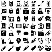 Pharmacy Medical Health Solid Icon Set. Perfect for user interface, new application vector