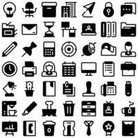 Office Job Work Solid Icon Set. Perfect for user interface, new application vector