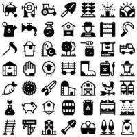 Agriculture Farm Solid Icon Set. Perfect for user interface, new application vector