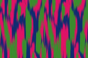 Abstract Ikat Fabric Design with Colorful Vertical Stripes. vector
