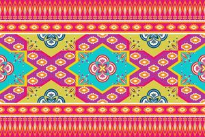 Colorful geometric ethnic textile pattern. Geometric with floral pattern. vector
