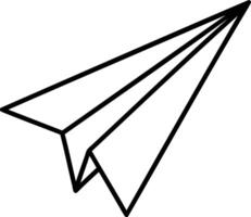 Minimalist black and white drawing of a paper airplane in flight vector