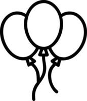 Simple black and white outline drawing of three balloons floating vector