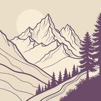 a minimalist illustration of a mountain ran vector