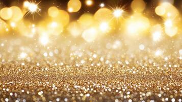 Golden Sparkle A Festive Bokeh Background of Glitter and Light photo