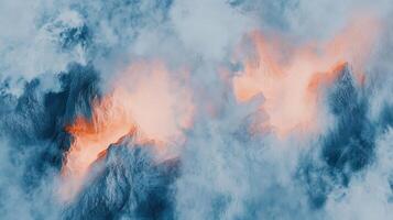 Ethereal Mountains Abstract Landscape of Peaks and Clouds a Dreamy Vision of Wilderness Texture and Color Harmony photo