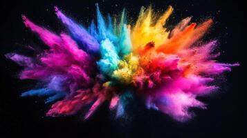 Chromatic Eruption A Vibrant Explosion of Powdered Pigments on Dark Backdrop photo