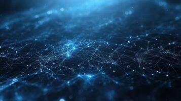 Abstract Blue Network Futuristic Connection Visualization with Glowing Particles and Interconnected Lines photo
