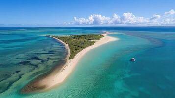 Tropical Island Paradise Aerial View of Sandy Beach and Turquoise Waters photo