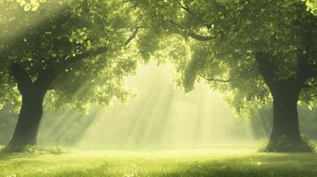 Sunlit Forest Path A Natural Sanctuary of Peace Serenity Under Green Canopy photo