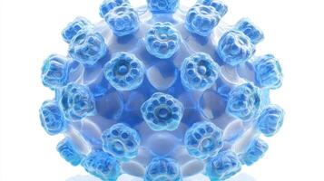 Detailed Virus Particle Render Blue and Intricate Microscopic Structure photo