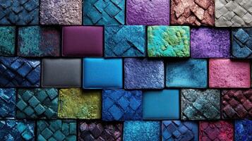 Eye Shadow Palette Swatches A Colorful Mosaic of Textures and Hues for Beauty and Cosmetics photo