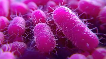 Magenta Bacteria Microscopic View of Cellular Life Focusing on Form and Structures photo