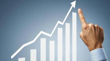 Pointing to Growth Upward Trend Chart and Hand Gesture Business Success Illustration photo