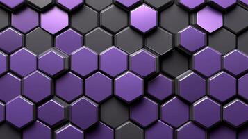 Metallic Purple and Gray Hexagons with Depth Modern Abstract Geometric Design photo