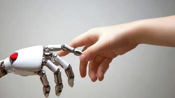 Humanity and AI A Childs Touch and a Robots Hand Reach for Connection photo