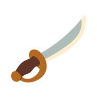 A cartoon sword with a brown handle and a silver blade. The sword is drawn in a cartoon style and is on a white background vector