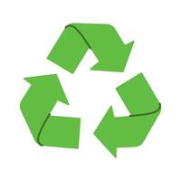 A green recycling symbol with arrows pointing in different directions. The symbol represents the idea of recycling and the importance of reducing waste vector
