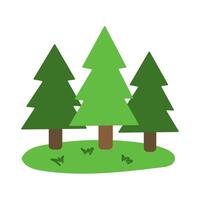 Three trees are standing in a field of grass. The trees are green and the grass is also green. The image has a peaceful and natural feel to it vector