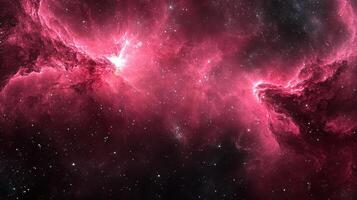 Rosy Cosmos A Majestic Nebula in Crimson Hues Sparkling Stars Across the Dark Expanse photo
