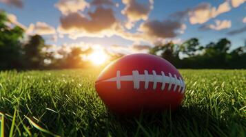 Football on the Field Sunset Game Ready photo