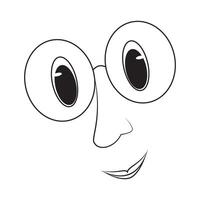 A cartoon face with glasses and a smile vector