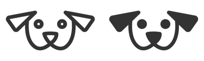 Two black and white dog faces with different expressions vector