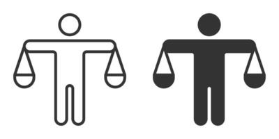 Two men holding scales of justice on a white background vector