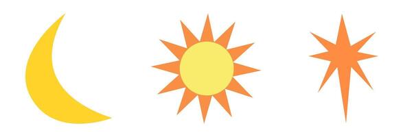 plano sol, Luna y estrella íconos en suave calentar tonos vector