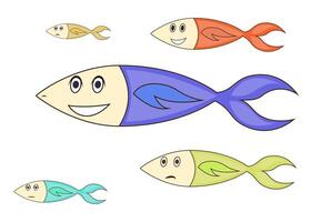 Cartoon fish with different expressions vector