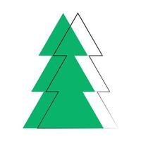 Geometric green pine tree with outlined layers. vector