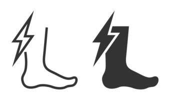 Two black and white illustrations of a pair of boots with lightning vector