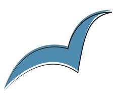 Minimal flying blue bird in abstract form. vector
