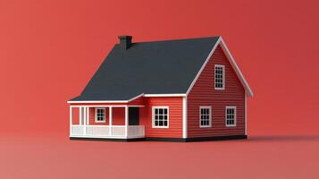 Minimalist Red House Render Clean Lines Simplicity in Architectural Design photo