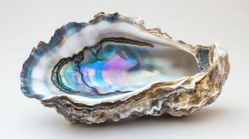 Abalone shell with rainbow iridescent color photo