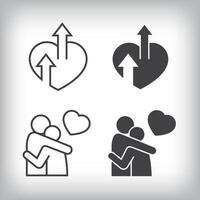 Hug and raise heart artistic design. Simple linear and flat artistic family icon set. vector