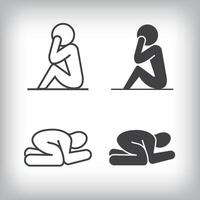 Crying and prostrate artistic design. Simple linear and flat artistic family icon set. vector