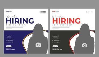 We are hiring job vacancy social media post banner design template with red color. We are hiring job vacancy square web design vector