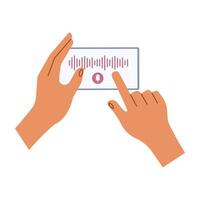 Podcast Creation and Listening Tools, Like Recording, Speech Bubbles, and Audio Control vector