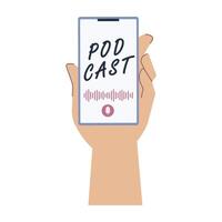 Podcast Elements Including Audio Controls, Headphones, Mobile Apps, and Sound Visual vector