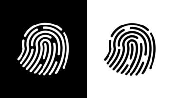 Simple fingerprint icon design in black and white color background, perfect for digital security and identity themes vector