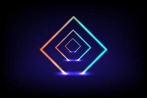 Neon blue digital square frame on a dark blue background, connectivity high tech and futuristic network concept vector