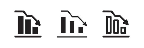 Decline icon set for reporting losses, negative trends, performance drop, and failing statistics vector