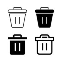icon set featuring trash bins, perfect for waste and environment designs. vector