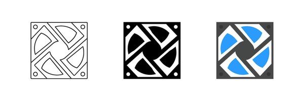 icon set depicting cooling fans, perfect for computer and thermal designs. vector