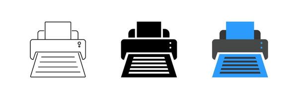 icon set featuring printers, ideal for output and office designs. vector