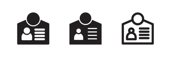 ID card icon set for user profile, staff verification, secure access, and employee identity tracking vector