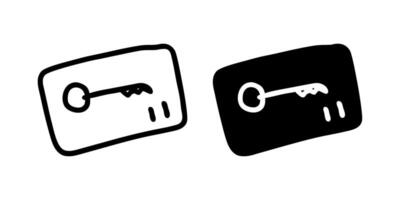 icon set depicting keycard sketches, ideal for security and technology designs. vector
